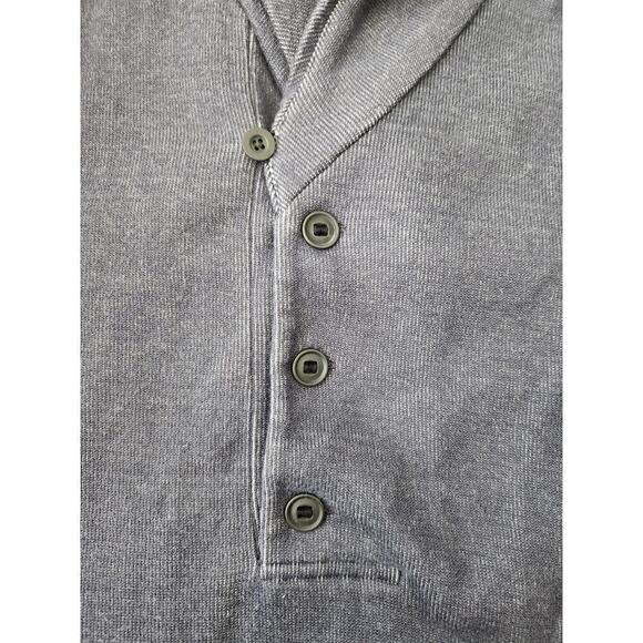 Theory Mens Button Mockneck shawl Cotton Sweatshirt sz XL Blue/Gray grandpa dad - Picture 2 of 8